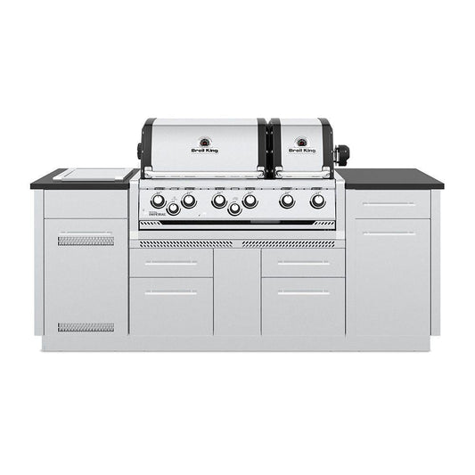 Broil King Freestanding Grill Broil King IMP-S690i Imperial S690i Stainless Steel 6-Burner Gas Grill Island, 86-Inches