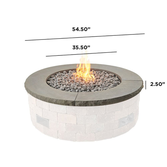 Outdoor Greatroom - Charcoal Grey Concrete Top for Bronson Block Round Gas Fire Pit Kit (4 pieces) - BRON52-CG-TC-K