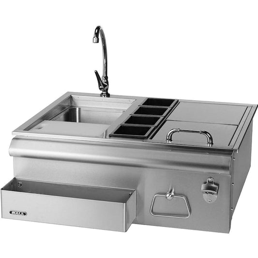 Bull Grills Bull 30-Inch Stainless Steel Slide-In Bar Center W/ Ice Chest & Sink - 97623