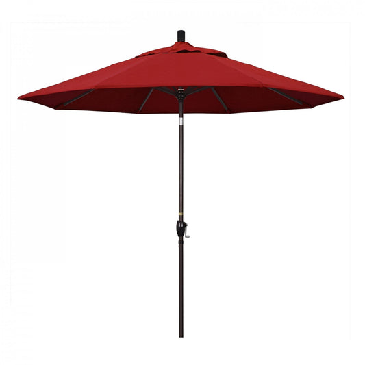 California Umbrella Table Umbrellas Red 9' Octagon Crank Lift Umbrella Sun Master Series Pacifica Fabric