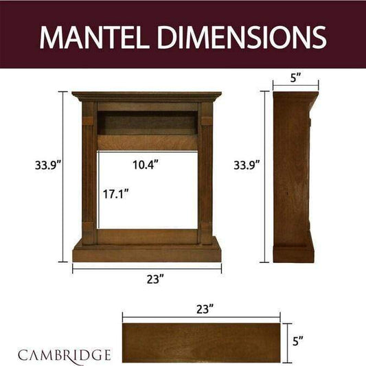Cambridge Cambridge Sienna 34-In. Electric Fireplace Heater with Walnut Mantel, Enhanced Log Display, Multi-Color Flames, and Remote Control,
