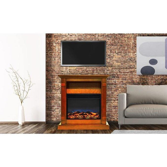 Cambridge Cambridge Sienna 34 In. Electric Fireplace w/ Enhanced Log Display and Teak Mantel