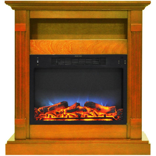 Cambridge Cambridge Sienna 34 In. Electric Fireplace w/ Multi-Color LED Insert and Teak Mantel