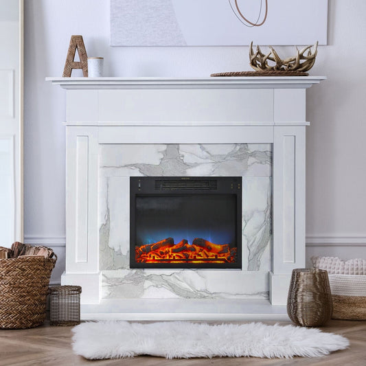Cambridge Electric Fireplace Cambridge Sofia 57-In. Electric Fireplace w/ Multi-Color LED Electric Fireplace Insert and White Mantel