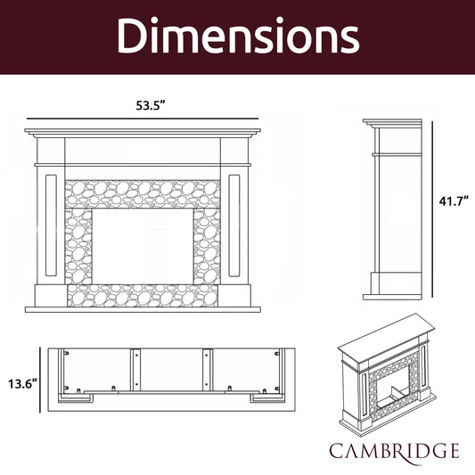 Cambridge Electric Fireplace Cambridge Sofia 57-In. Electric Fireplace with 1500W Log insert and White Mantel