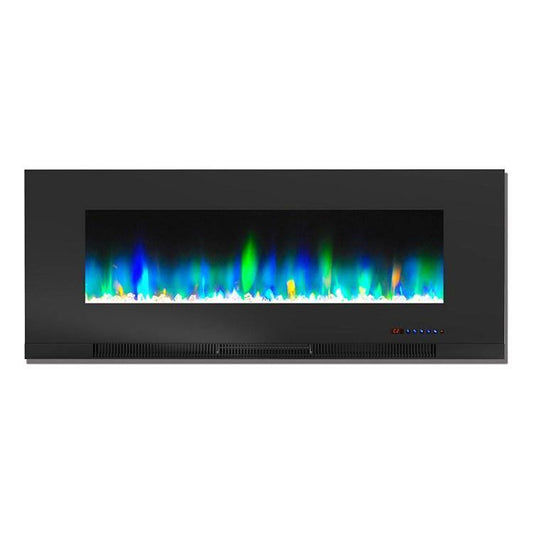 Cambridge Electric Wall-hung Fireplaces Black Cambridge 50 In. Wall-Mount Electric Fireplace in Black with Multi-Color Flames and Crystal Rock Display,