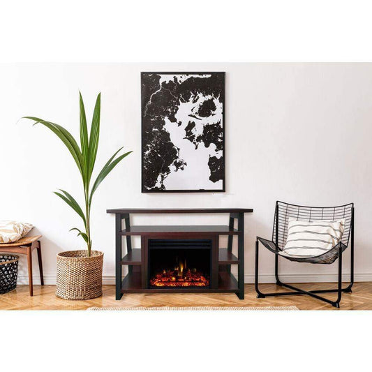 Cambridge Fireplace Mantels and Entertainment Centers Cambridge 32-In. Sawyer Industrial Electric Fireplace Mantel with Enhanced Log Display and Color Changing Flames,