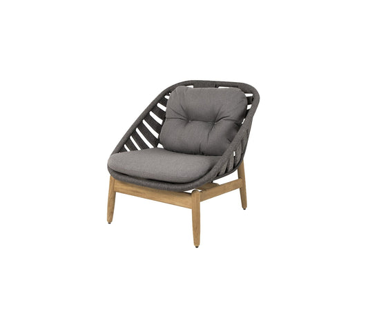 Cane-Line Denmark Cane-line Soft Rope - Dark grey - teak legs Cane-Line Strington lounge chair w/teak frame, incl. grey AirTouch cushions, Soft Rope | 54020RODGAITGT