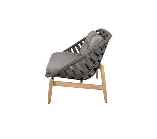 Cane-Line Denmark Cane-line Soft Rope - Dark grey - teak legs Strington 2-seater sofa, w/teak frame, incl. grey Cane-line AirTouch cushions, Cane-line Soft Rope (55020)