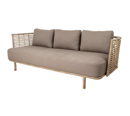 Cane-Line Denmark Cane-line Weave - Natural - incl. taupe Cane-line AirTouch cushion set Sense 3-seater sofa OUTDOOR, incl. taupe Cane-line AirTouch cushions (7543)