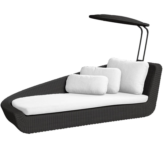 Cane-Line Denmark Day Bed Black / Cane-line Natté White w/QuickDry foam Cane-Line Savannah daybed, right module, incl. sunshade (5543)