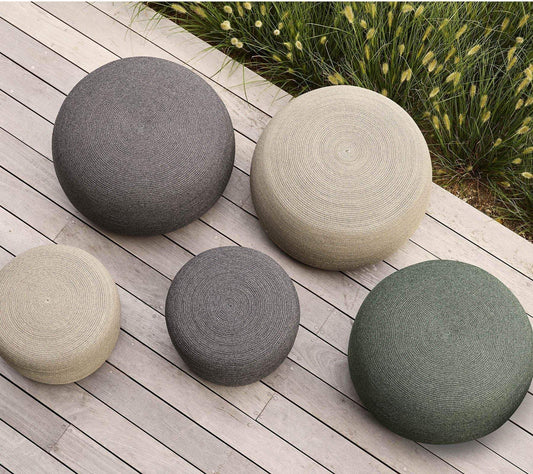 Cane-Line Denmark Outdoor Ottoman Circle footstool large, round, Cane-line Soft Rope