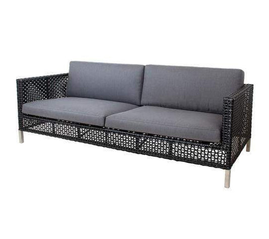 Cane-Line Denmark Outdoor Sofa Black/Antracite / Cane-line Natté Grey w/QuickDry foam Cane-Line Connect 3-Seater Sofa (5592)
