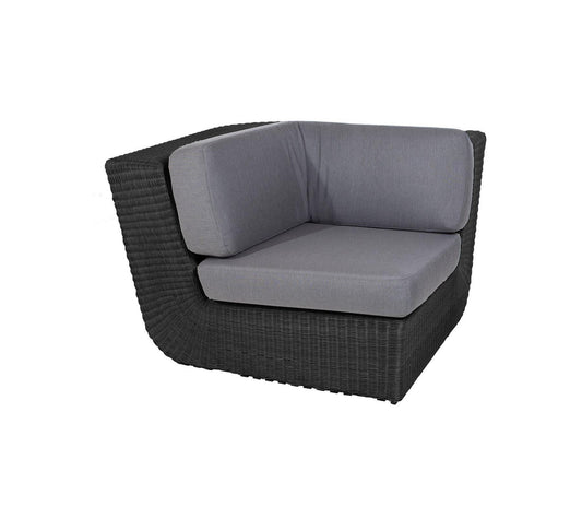 Cane-Line Denmark Outdoor Sofa Black / Cane-line Natté Grey w/QuickDry foam Cane-Line Savannah corner module (5538)
