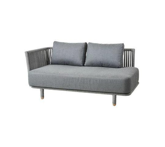 Cane-Line Denmark Outdoor Sofa Moments 2-seater sofa, right module, incl. Grey cushion set, Cane-line AirTouch