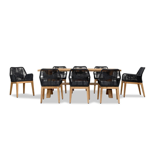 Harmonia Living - Carl Fields 8 Seat Reclaimed Teak and Rope Dining Set | CARL-TK-SET573