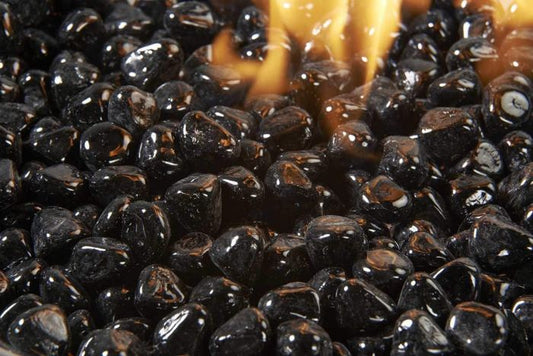 Outdoor Greatroom - Black Large Tempered Fire Glass Diamonds - CFLD-B