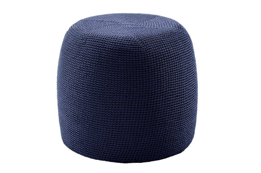 CO9 Design 19" Crocheted Pouf - Navy/Turquoise