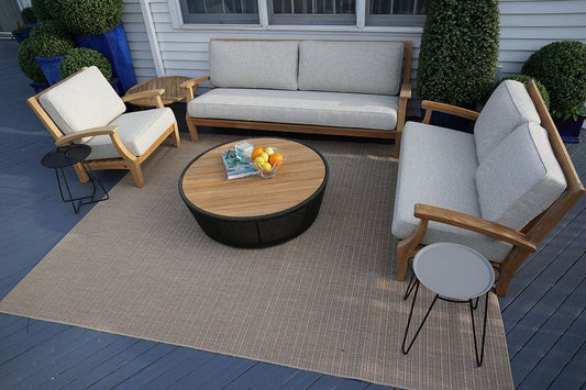 CO9 Design Coffee Table Lakewood Drum Coffee Table | Teak and Rope Detailing | Round | LD39N