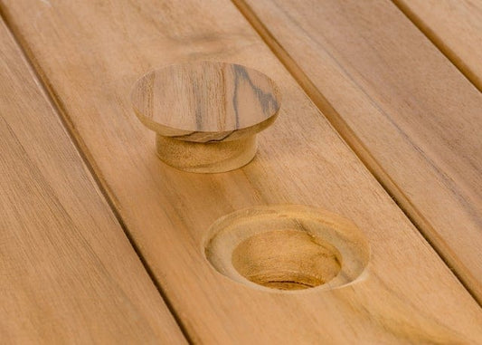 CO9 Design Outdoor Coffee Table Lakewood 50" Round Coffee Table, Natural Teak