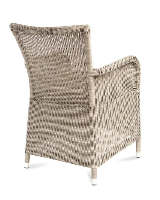 CO9 Design Outdoor Dining Chairs Savannah White Coral Wicker Dining Chair w/ Taupe Cushion - Set of 2