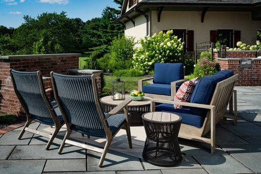 CO9 Design Outdoor Side Table Lakewood Drum Side Table, Natural Finish