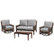 Courtyard Casual Conversation Set Courtyard Casual - Bermuda FSC Teak 4 Piece Motion Seating Set with Loveseat, Coffee Table, and 2 Swivel Gliders | 5448