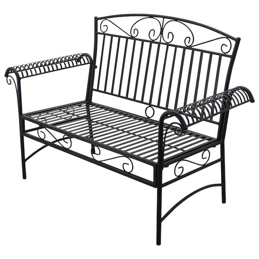 Courtyard Casual Conversation Set Courtyard Casual - Black Steel French Quarter Outdoor Loveseat and Coffee Table Set | 5153