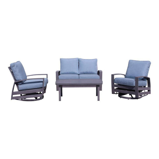Courtyard Casual Conversation Set Courtyard Casual - Cabo Motion 4 pc Loveseat Coffee Table Set | 5284