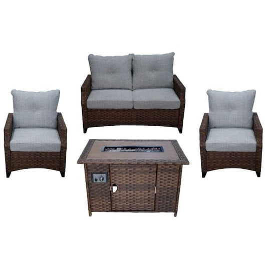 Courtyard Casual Conversation Set Courtyard Casual - Costa Mesa 5 Piece Loveseat Set - Brown | 5240