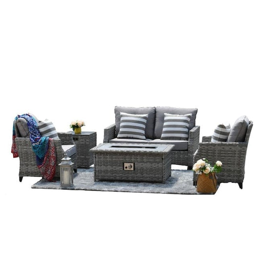 Courtyard Casual Conversation Set Courtyard Casual - Costa Mesa 5 Piece Loveseat Set - Gray Mix | 5234