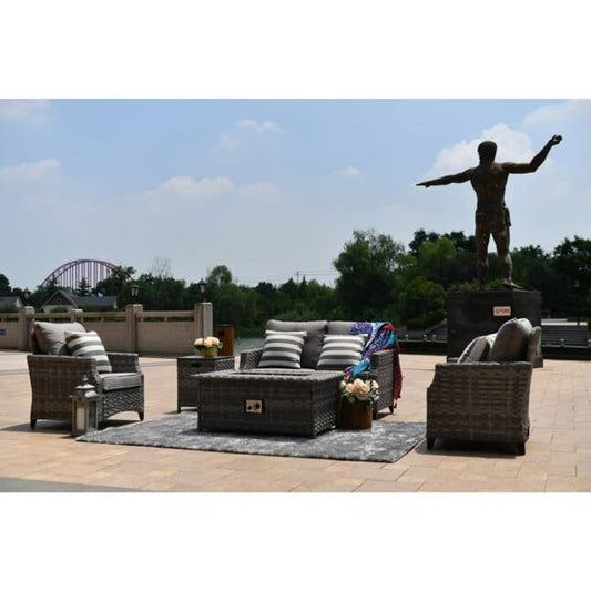 Courtyard Casual Conversation Set Courtyard Casual - Costa Mesa 5 Piece Loveseat Set - Gray Mix | 5234