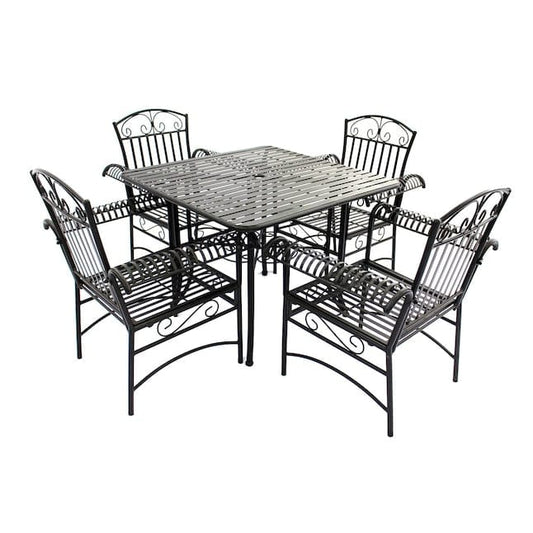 Courtyard Casual Courtyard Casual - Black Steel French Quarter Outdoor 5 pc Dining Group | 5158