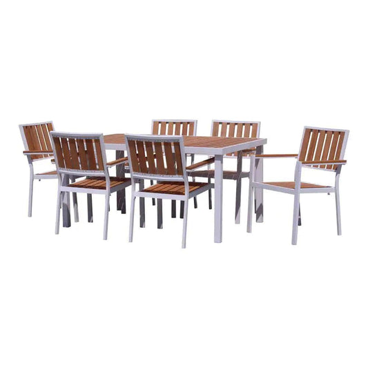 Courtyard Casual Courtyard Casual - Catalina 7 pc Dining Set with 60"x39" Rectangle Table and 6 Dining Chairs | 5769