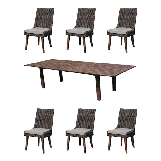 Courtyard Casual Courtyard Casual - Cosmos FSC Teak 7 Piece 80"/120" Rectangle Extension Dining Table and 6 Dining Chairs | 5452