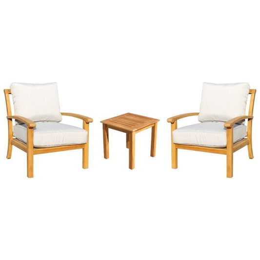 Courtyard Casual Courtyard Casual - Heritage Teak 3 Piece Club Bistro Set with Side Table and 2 Club Chairs | 5469