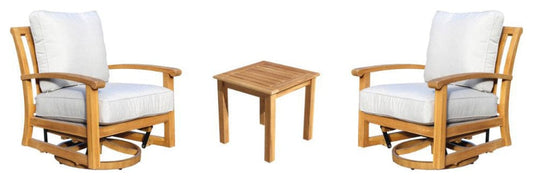 Courtyard Casual Courtyard Casual - Heritage Teak 3 Piece Motion Bistro Set with Side Table and 2 Swivel Glider Chairs | 5470