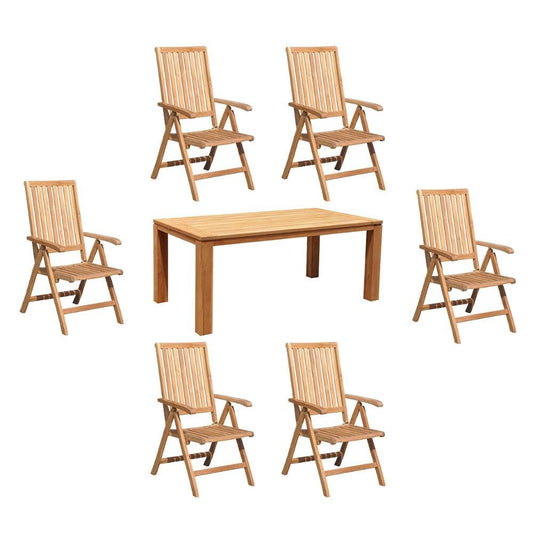 Courtyard Casual Courtyard Casual - Heritage Teak 7 Piece 71" Rectangle Dining Table Set with 6 Five Position Arm Chairs | 5479