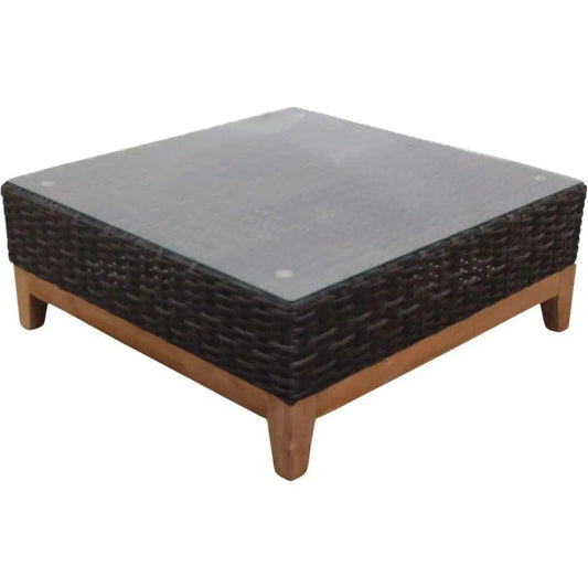 Courtyard Casual Courtyard Casual - Maywood Silver Oak with Teak 36" Square Coffee Table with Glass Top | 5850