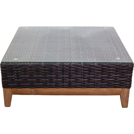 Courtyard Casual Courtyard Casual - Maywood Silver Oak with Teak 36" Square Coffee Table with Glass Top | 5850