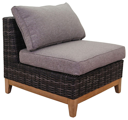 Courtyard Casual Courtyard Casual - Maywood Silver Oak with Teak Sectional Armless Middle Chair with Cushions | 5849