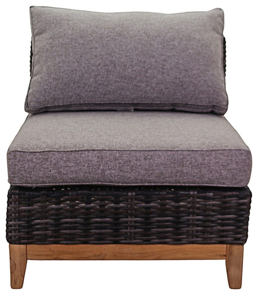 Courtyard Casual Courtyard Casual - Maywood Silver Oak with Teak Sectional Armless Middle Chair with Cushions | 5849