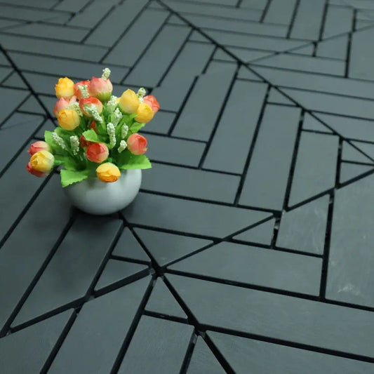 Courtyard Casual Courtyard Casual - Plastic 12" x 12" Deck Tile Pack of 9 in Charcoal Gray | 5927