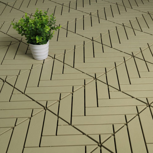 Courtyard Casual Courtyard Casual - Plastic 12" x 12" Deck Tile Pack of 9 in Cream with Herringbone Pattern | 5929