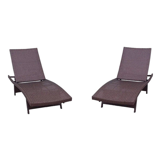 Courtyard Casual Courtyard Casual - Relax 2 pc Wicker Chaise Lounges with Folding Legs in Pecan | 5885