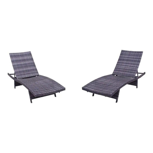 Courtyard Casual Courtyard Casual - Relax 2 pc Wicker Chaise Lounges with Folding Legs in Taupe | 5845