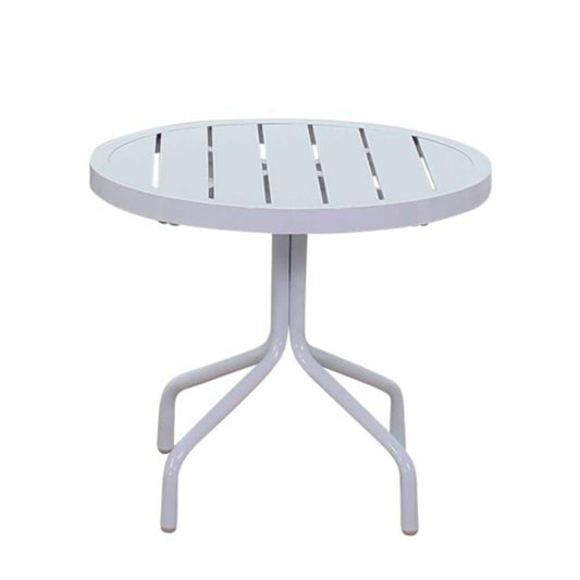 Courtyard Casual Courtyard Casual - Santa Fe 20" Round End Table with Aluminum Slat Top in White | 5610