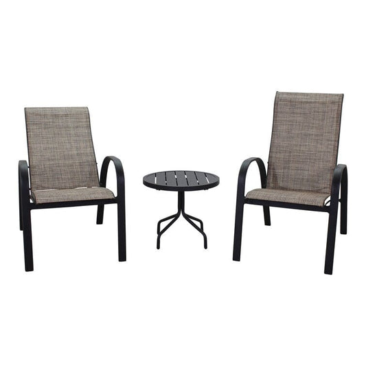 Courtyard Casual Courtyard Casual - Santa Fe 3 pc Set in Java with 2 Reclining Sling Chairs and 1 Round 20" End Table | 5682