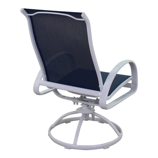 Courtyard Casual Courtyard Casual - Santa Fe 3 pc Set in White with 2 Sling Swivel Rockers and 1 Round 20" End Table | 5618