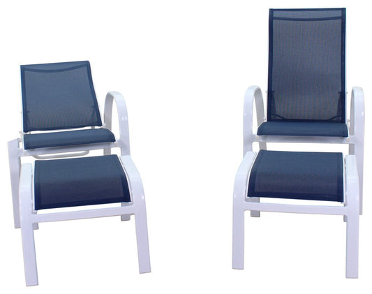 Courtyard Casual Courtyard Casual - Santa Fe 4 pc Set in White with 2 Reclining Sling Chairs and 2 Sling Ottomans | 5621